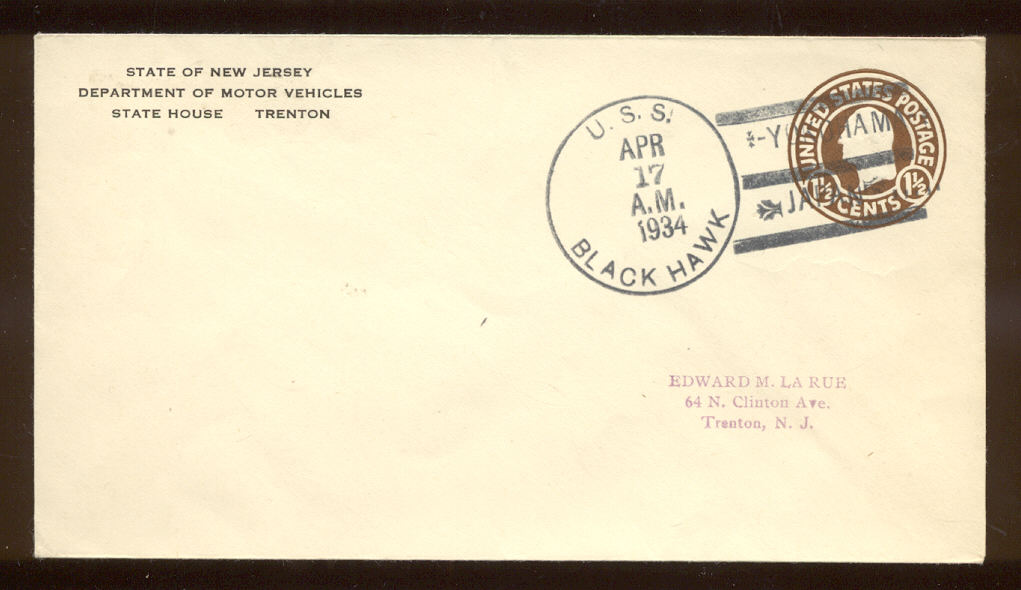 USS Black Hawk (AD 9) Destroyer Tender 1934 Naval Cover Yokohama Japan 